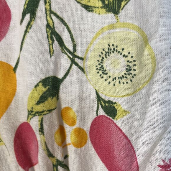 Cynthia Rowley MIDI Dress Fruit Print Linen Blend Sundress Belted Sz 4 Lemons - Picture 4 of 6
